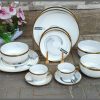 36pcs grey-marble Nordic classy dinner set with gold rim