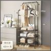 Double  Clothing Garment Rack With 3-Tier Storage Shelf