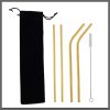 5-Pack EcoPure Reusable Stainless Steel Straws with Cleaning Brush