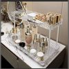 Two tier crystal-like makeup organizer