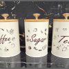 3pc Alloy  Canister Set with Bamboo Lid
