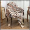 Nordic Bohemian knitted throw blanket with tassels 