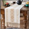 Braided woven textured table runner with tassels