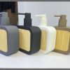 260ml Modern Matt round hand soap dispenser with bamboo trim