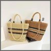 French color block woven tote bag