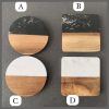 6Pcs Heavy Marble Wood Splicing Coasters