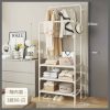 Double  Clothing Garment Rack With 3-Tier Storage Shelf