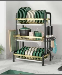 3 tier dish rack with cutlery holder & Chop Board Holder