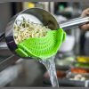Heat resistant clip on pot food strainer colander