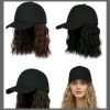 Hat Wig for Women, Short Wave Baseball Cap Wig with Curly Synthetic Hair Extensions