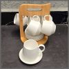 12pc Unique Cappuccino Cups with Bamboo Stand