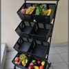 360° Rotating Multifunctional Metallic Vegetable/Fruits Cart Storage Rack 8 Compartments