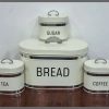 Galvanized metallic Ribbon Bread bin 10L with 3 canisters each 1.5L
