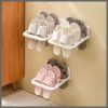 2in1 Adhesive wall mounted folding bathroom slippers and Crocs storage rack