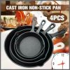 4pcs Cast Iron Frying Pan Cooking Skillet