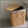 Foldable bamboo laundry basket