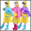 Light PVC Child/Kids Hooded Schoolbag Rain Coat