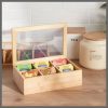 6 compartment Bamboo TEA bag organizer with clear cover