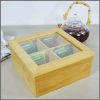 4 compartment Bamboo TEA bag organizer with clear cover