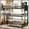 2 Tier Dish Drying Rack Standing Kitchen Organization Storage Holders