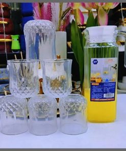 7Pcs Short whiskey glasses and jug