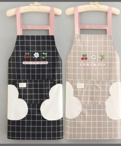 Waterproof cute checked floral Aprons with hand wipe towel