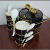 16PC marble profile ceramic soup set on a golden stand with burner