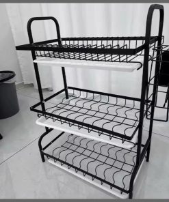 3 Tier dish rack with cutlery & Chop Board Holder