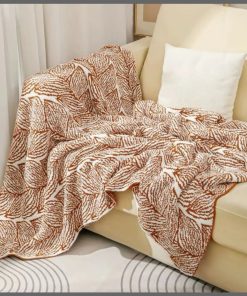 Leaf pattern micro fiber throw blanket