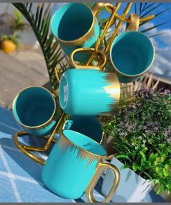 6Pcs Gold Ceramic Mugs