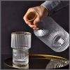 6Pc Ribbed glasses with gold rim  and decanter