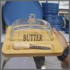 600ml Glass butter dish with bamboo tray