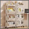 Trolley Bookshelf Kitchen Storage Slit Storage Cabinet