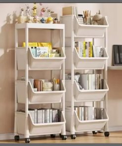 Trolley Bookshelf Kitchen Storage Slit Storage Cabinet