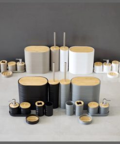 8Pcs Luxury Bamboo Plastic Bathroom Accessories set