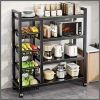 120×32×135cm Multifunctional Strong Metallic Kitchen Rack with Movable & Lockable Wheels