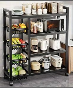120*32*135cm Multifunctional Strong metallic Kitchen rack with movable & lockable wheels