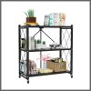 3-Tier Foldable Multipurpose Rack With Shelves & Wheels