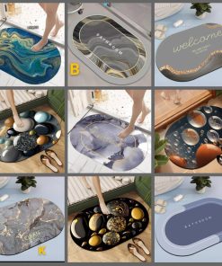 Big size Oval  48*78cm Bathroom/ Door mats with rubber underside