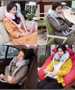 2-in-1 U-Shaped Neck Pillow with Tablet Phone Holder