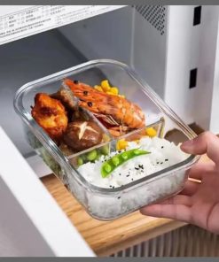 1050ml Tripple partitioned High borosilicate Glass food containers
