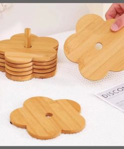 6 pcs set bamboo coasters