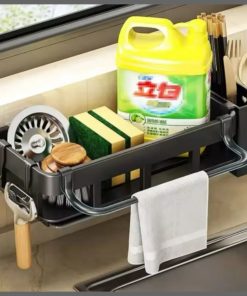 Kitchen Sink Drain Rack Sponge with drain tray and cutlery holder