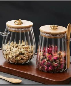 500ml Glass Storage Jar with bamboo Lid/Spoons