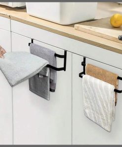 Double layer over cabinet towel rack