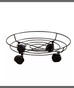 Heavy duty metallic gas cylinder planter movable trolley with wheels