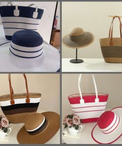 Summer Straw Woven Beach Bag and Hat