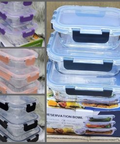 3Pcs Glass Food Storage Bento  Glass Vacuum storage box