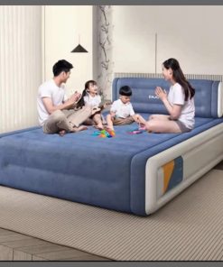 Inflatable air bed with head rest