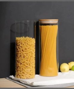 2L Glass spaghetti/cereal jar with airtight Bamboo lid